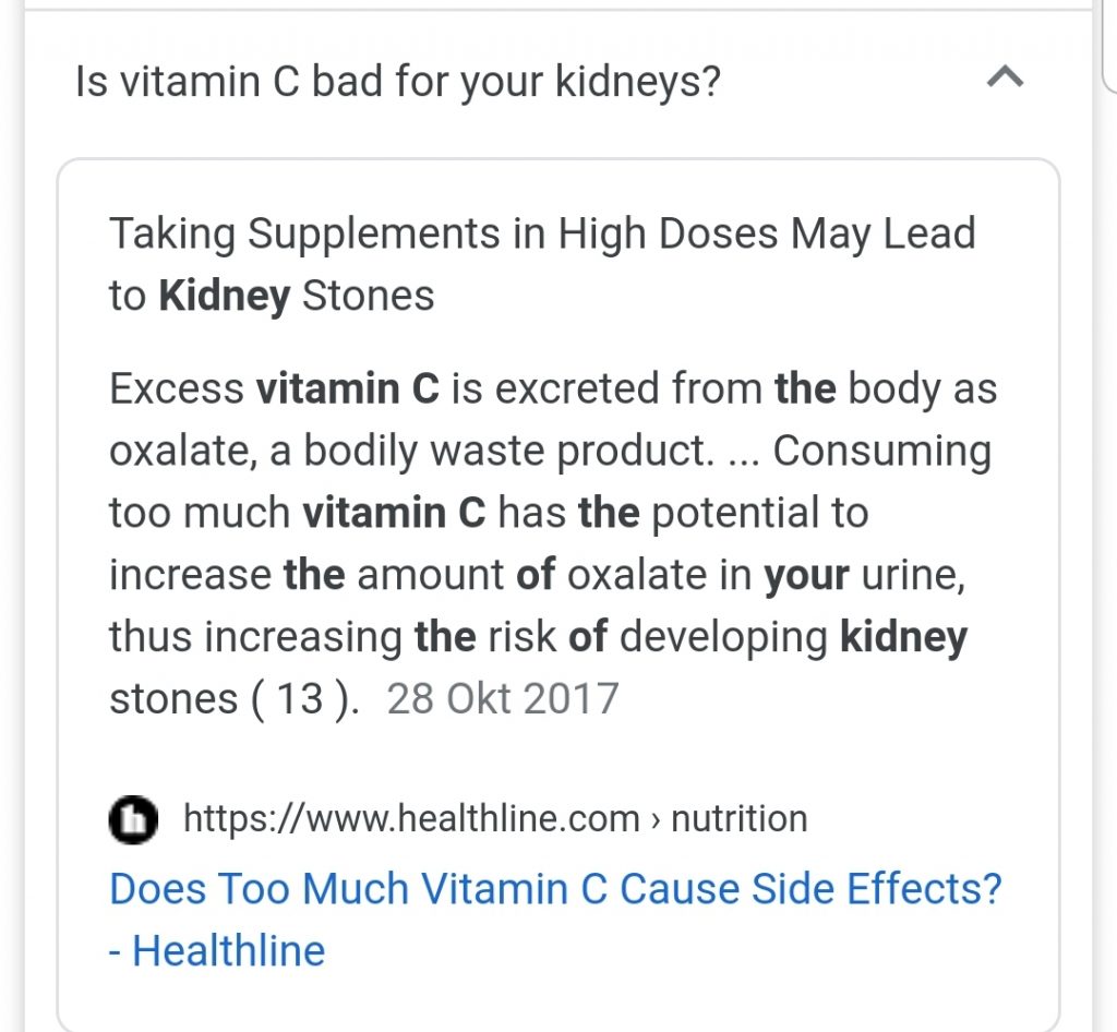 Vitamin C rosakkan buah pinggang