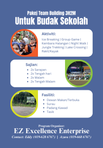Aktiviti, Sajian dan Fasiliti untuk Pekej Team Building Melaka 3H2M Budak Sekolah | EZ Excellence Enterprise