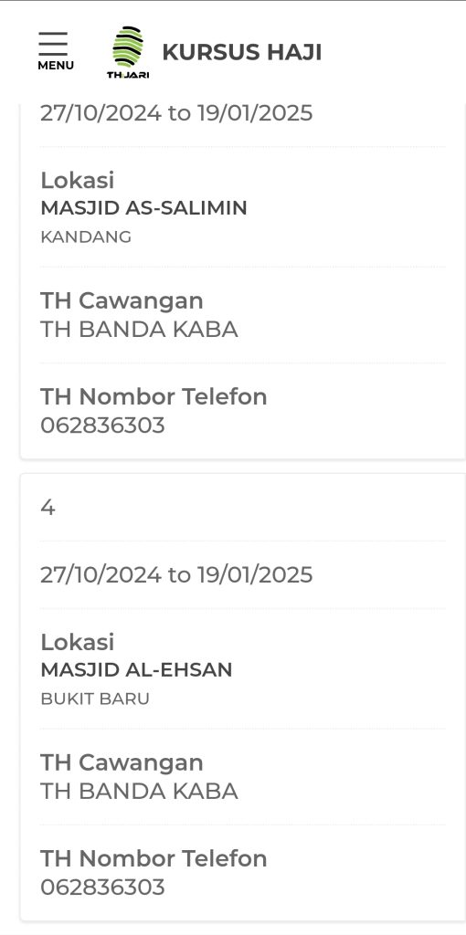 Jadual Kursus Asas Haji 2025 / 1446H