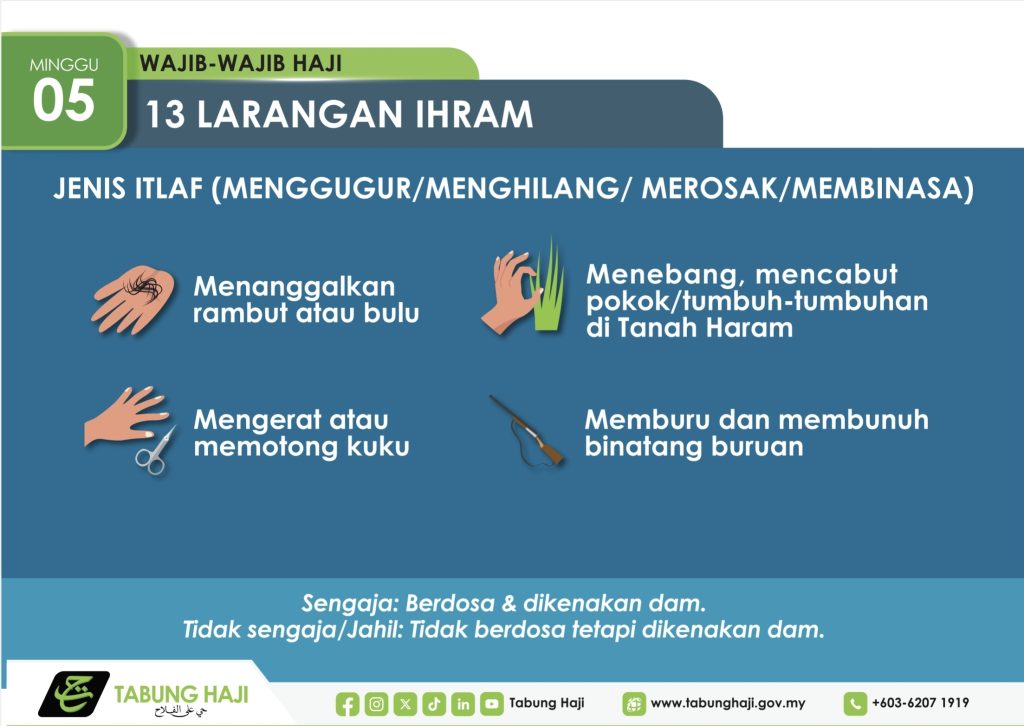 Larangan Ihram Jenis Itlaf: Menggugurkan / Menghilangkan / Merosakkan / Membinasakan